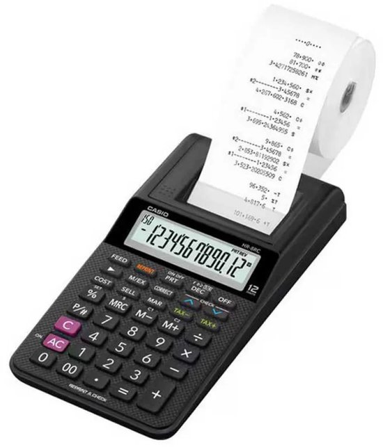 Casio HR-8RCE -Handzame bureaurekenmachine met telrol - ook voor onderweg