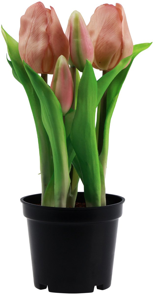 Viana Kunsttulpen in pot Tulpen Perzik kunstbloemen 22cm Roze
