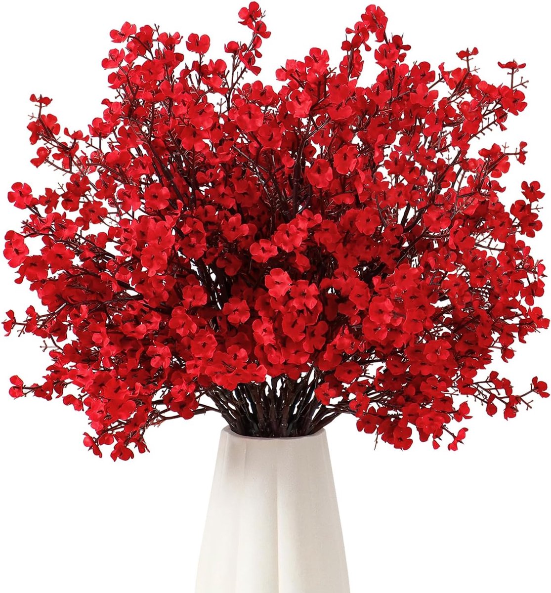 Famanu Kunstbloemen - 10 stuks - kunstbloemen - gedroogde zijden bloemen - net echt gypsophila - boeketten voor vaas - bruiloft - boeket - party - tafel - centerpieces decoratie - rood