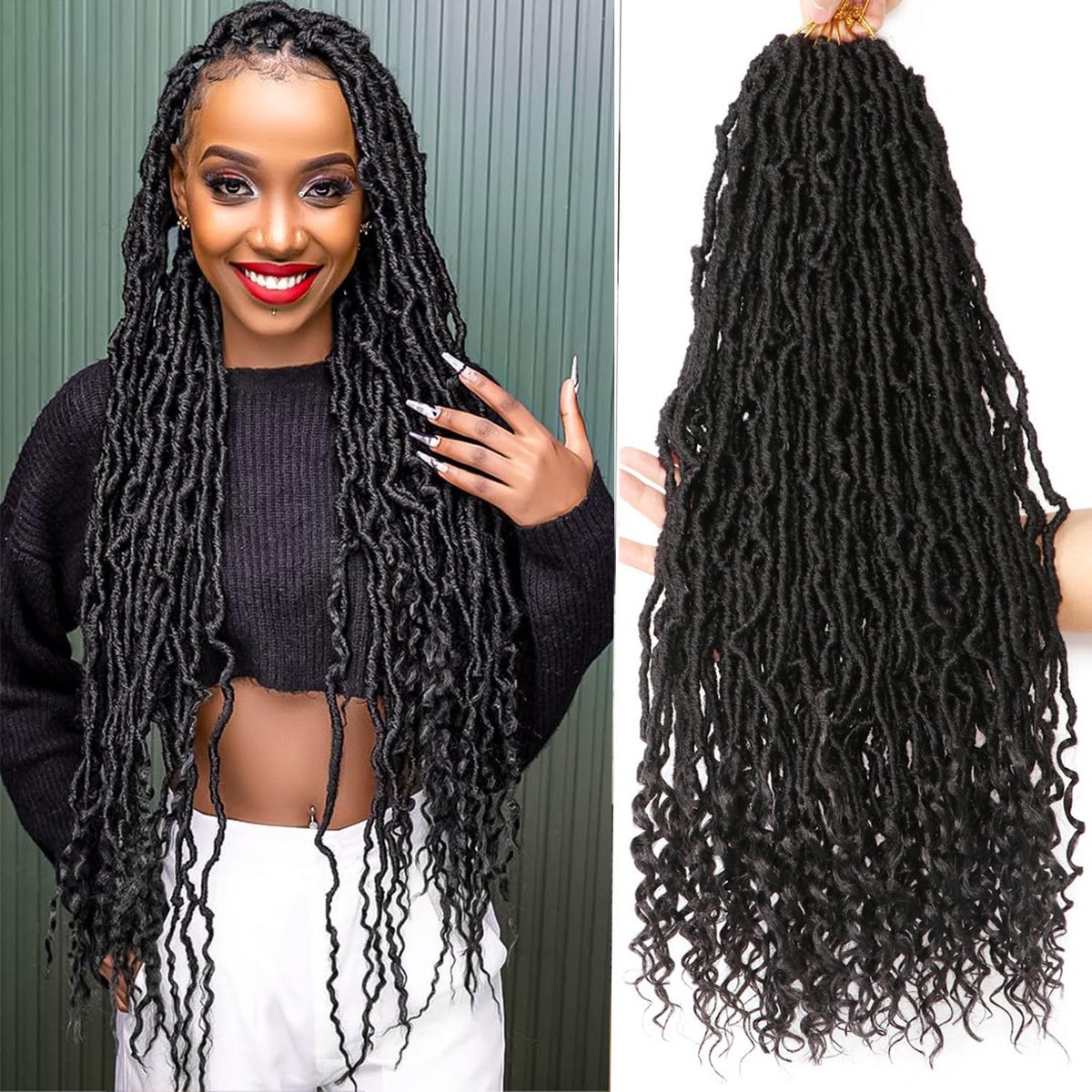 8 Stuks Goddess Locs Gehaakt Haar Extensions voor Zwarte Vrouwen - 61 cm