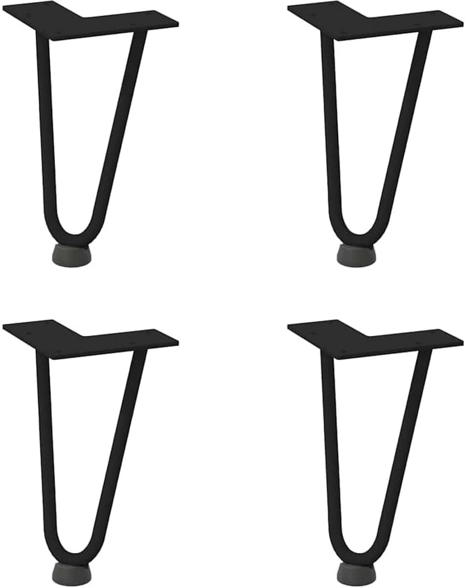 Set van 4 Tafelpoten Haarspeldstijl voor Salontafel Middenhoogte 20 cm Zwart Massief Staal
