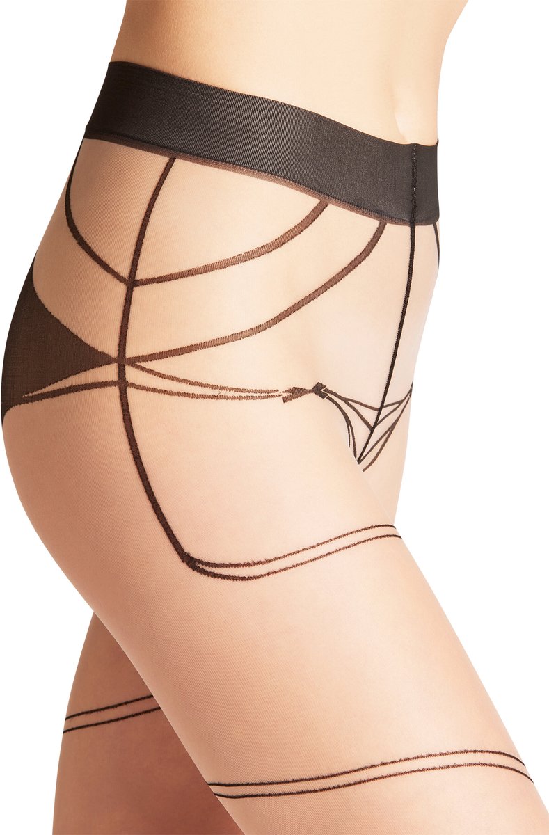 FALKE Ruby gedessineerd materiaal halfdoorzichtig 8 DEN panty dames beige - maat S