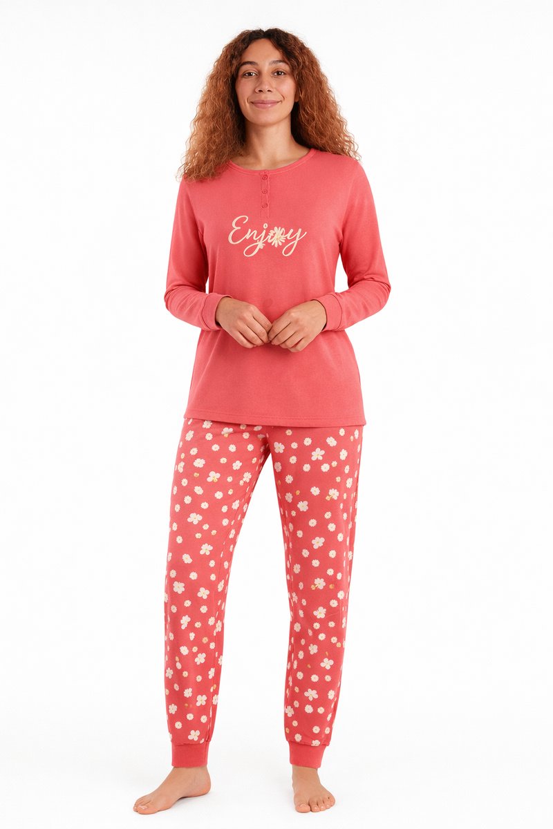 Cocodream Quality Dames pyjama katoen - koraalrood