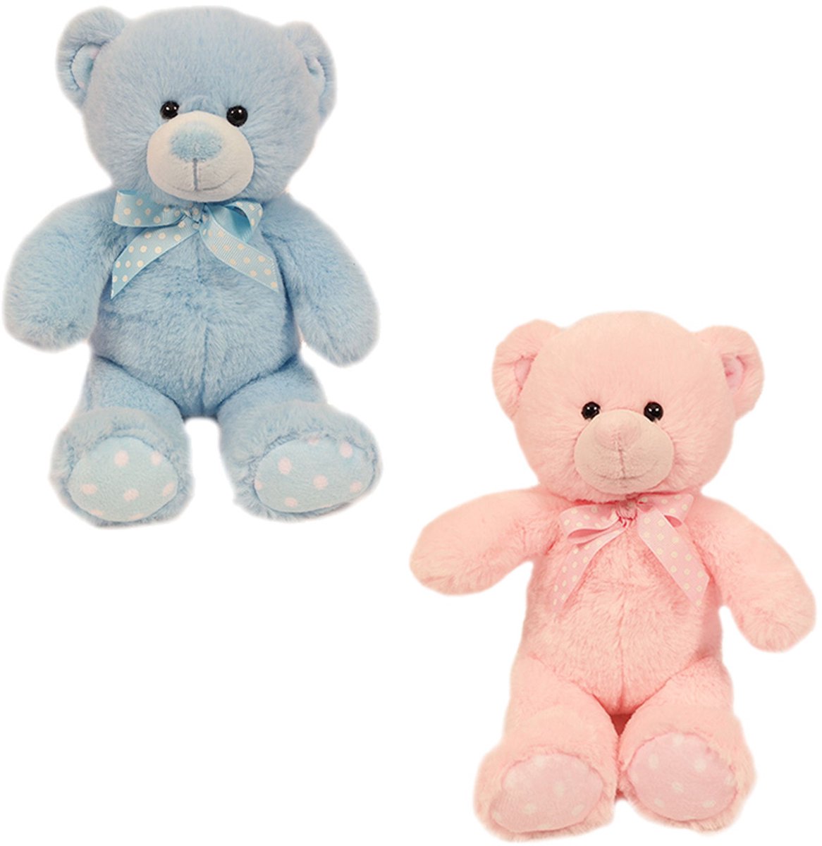 PIA Soft Toys-Set van 2 Pluche Beer Knuffels 2 ass. 20 cm blauw - roze