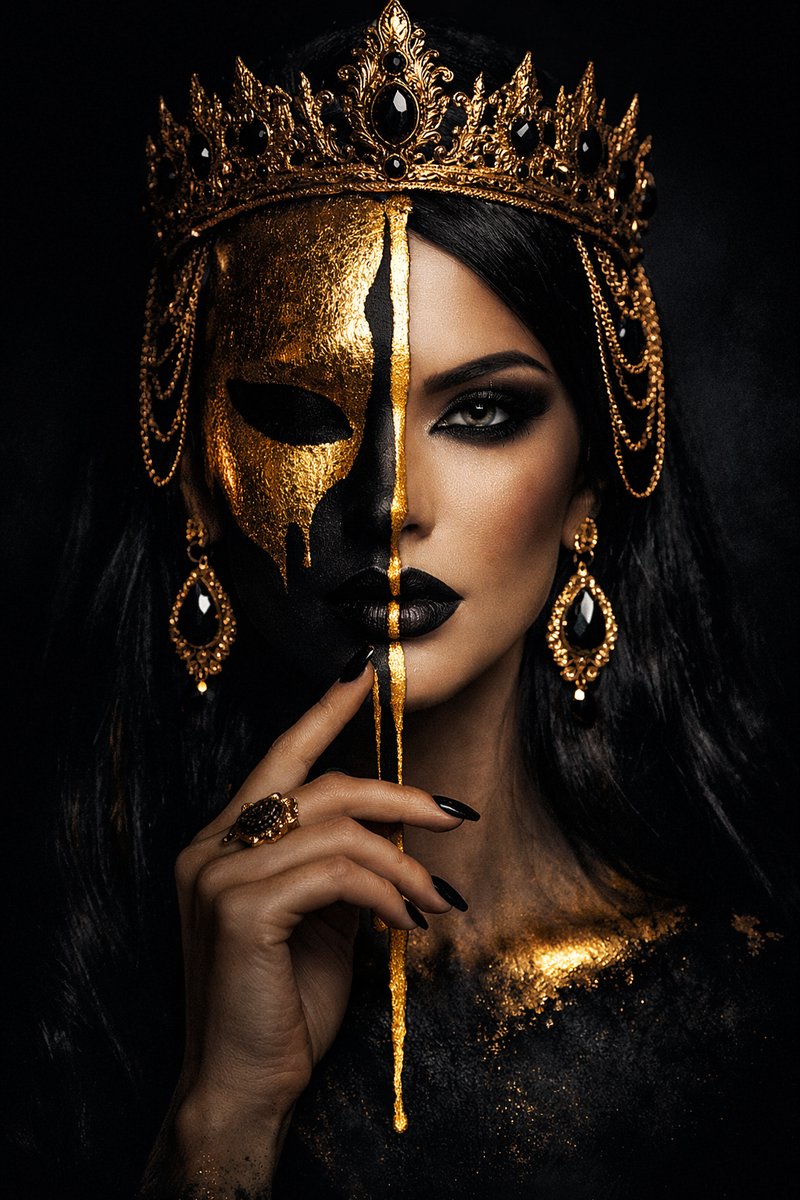 Royal Obsidian – The Silent Empress - Luxe Wanddecoratie op Maat – Kristalhelder Plexiglas 5mm – Blind Aluminium Ophangsysteem – Art-Empire