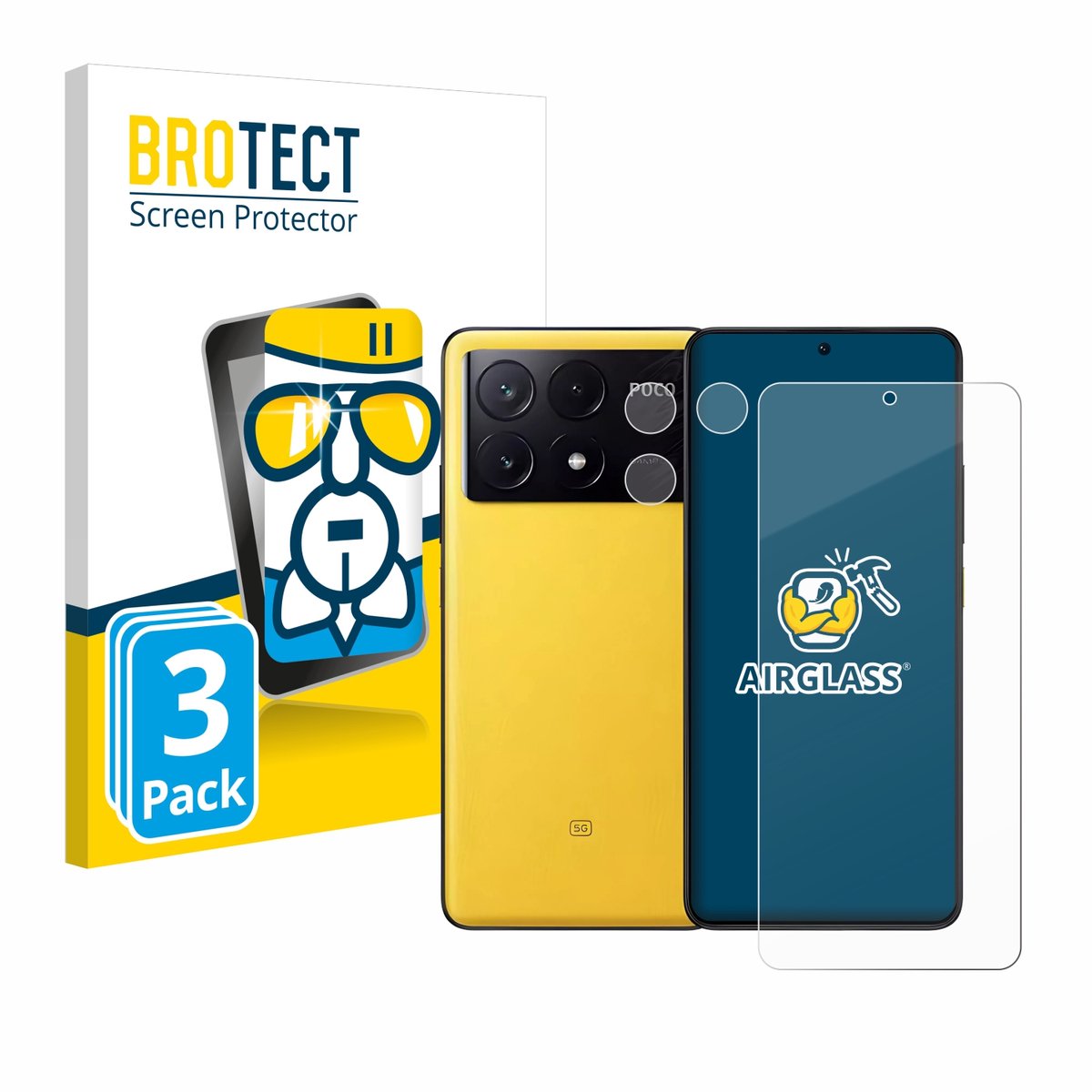 Screenprotector 3 Stuks voor Xiaomi Poco X6 Pro (Voor+Camera) Beschermglas transparant