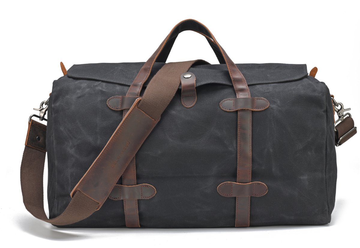 DE LAMASSU® Vintage Canvas Reistas 55 cm – Unisex Weekendtas 40L – Sporttas & Reis Duffel met Leren Details