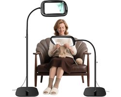 Azomor® 10x Vergrootglas met Licht en Standaard – 60 LED Bureaulamp – 5 Kleurtemperaturen & 4 Helderheidsniveaus – Loeplamp voor Knutselen, Naaien & Lezen