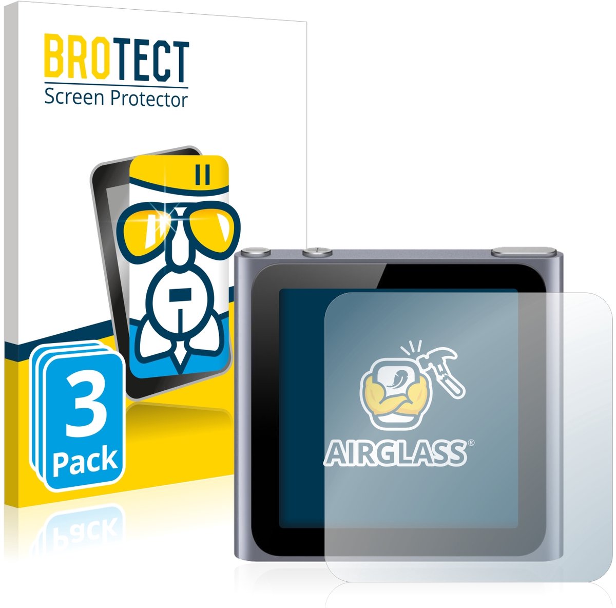 Screenprotector 3 Stuks voor Apple iPod nano 2011 (6. Gen.) Beschermglas transparant