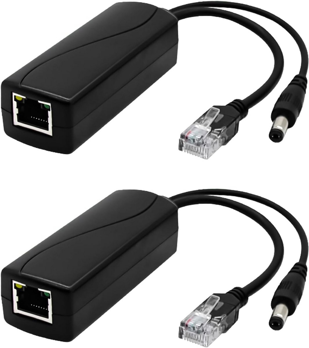 2x PoE Splitter Adapter 48V naar 12V DC 2A Actief Power Over Ethernet 24W voor IP Camera en Smart Home