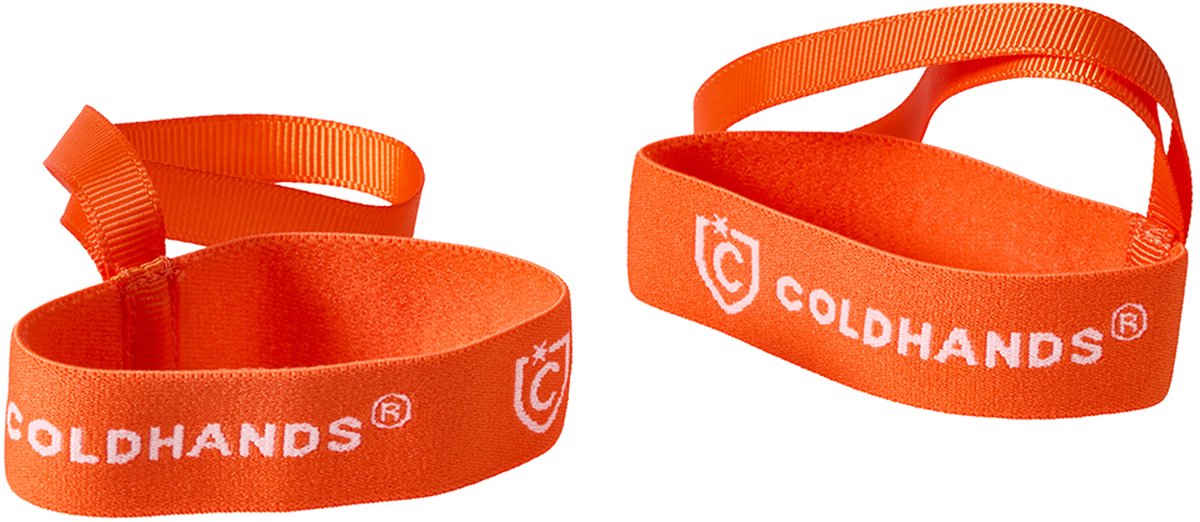 Grip 'n Go polsband, Coldhands® accessoire, elastische band, unisex, oranje, comfortabel draagcomfort, eenvoudige bevestiging, verliespreventie, onmisbaar voor skilift, handsfree gemak, set van twee, gebruiksvriendelijk.