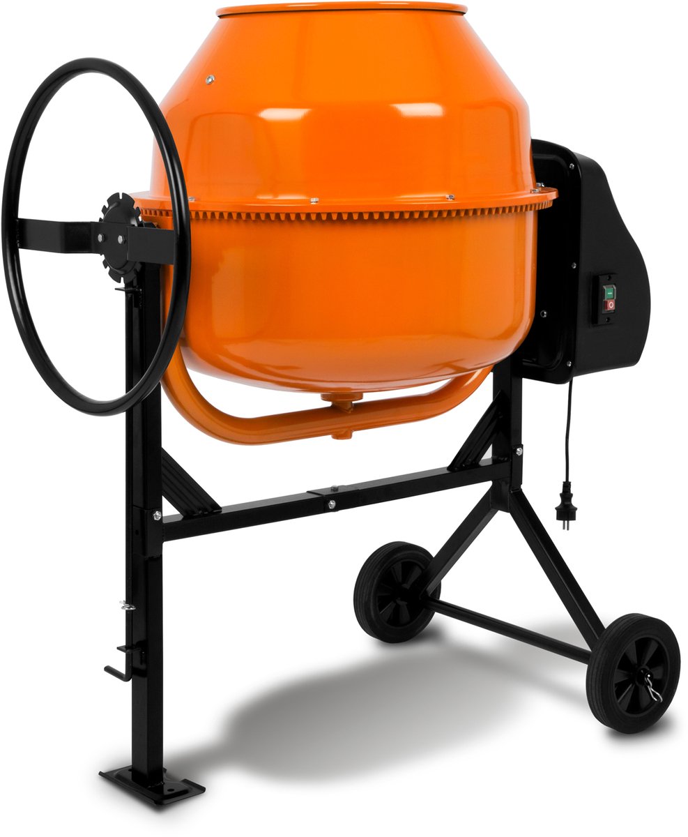 EBERTH Betonmixer Elektrisch 180L 650W Stalen trommel Handwiel Brede voetplaat
