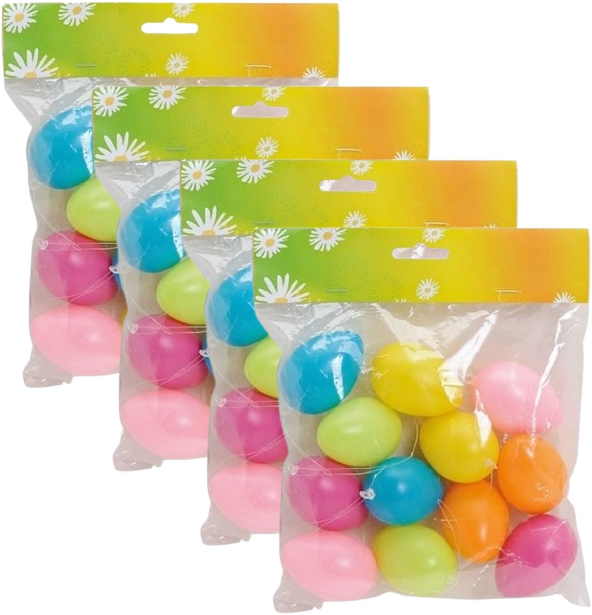 Season Deco Paaseieren hangdecoraties - 48x stuks - Pasen thema - vrolijke kleurenmix - H6 cm - kunststof - versiering