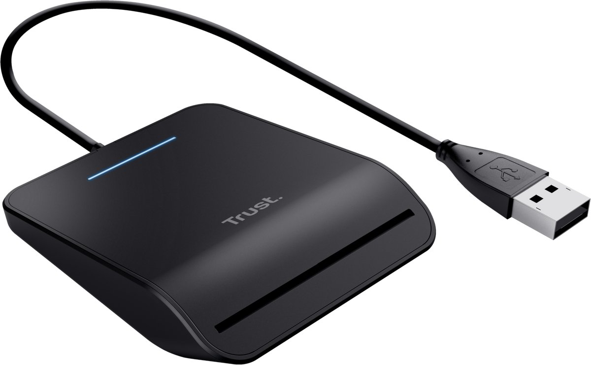 Trust Primo Smartcardlezer - Voor veilige online identificatie – ID Lezer - Kaartlezer - USB-A-Poort - USB Smartcard Reader - Zwart