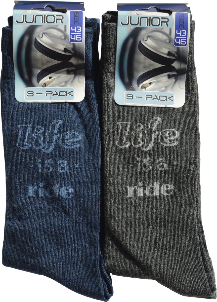 INTERSOCKS JUNIOR-HERENKOUSEN ASS GRIJS/ BLAUW MAAT 39/42 6 PAAR HOOGWAARDIG KATOEN