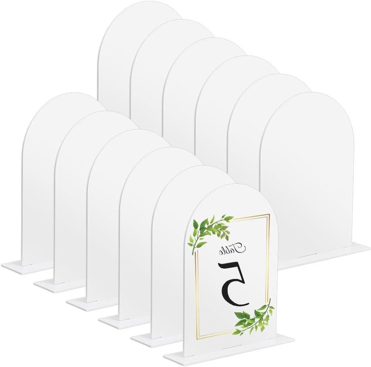 12 stuks acryl tafelnummerhouder met standaard voor bruiloft, bar en restaurant - wit