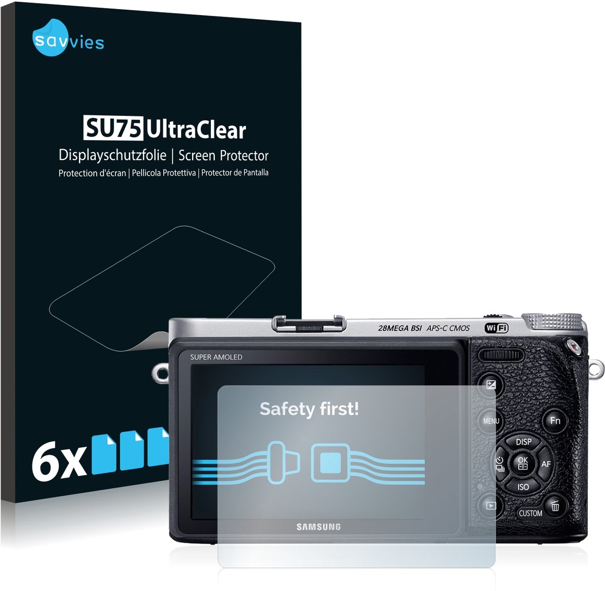 Savvies - Screenprotector voor Samsung NX500 - Folie Beschermfolie transparant 6 Stuks