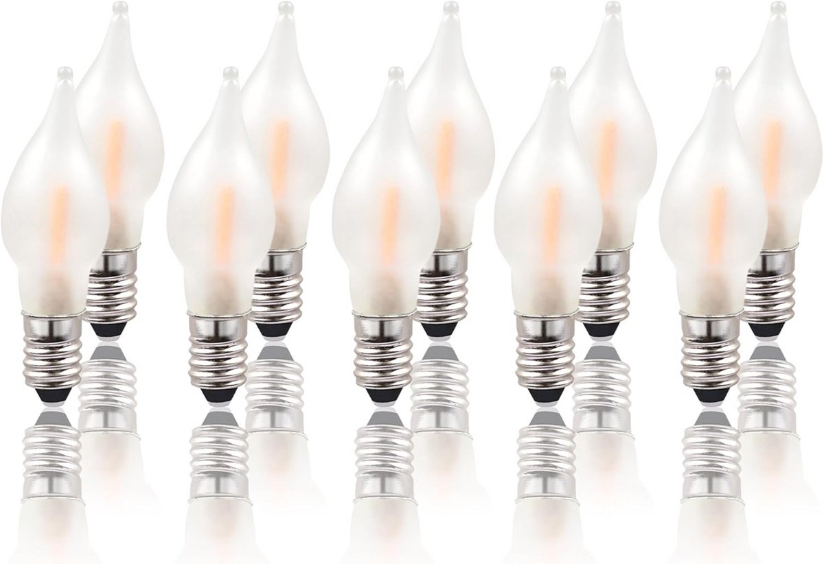 LED Filament Kaarslampen E10 Kleine Fitting Warm Wit 10 Stuks
