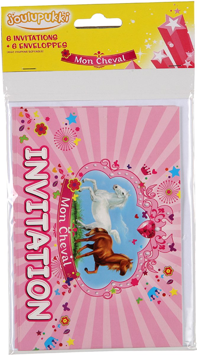 DYNASTRIB - 6 Uitnodigingskaarten met enveloppen „Mijn Paard“ voor feestelijke snack