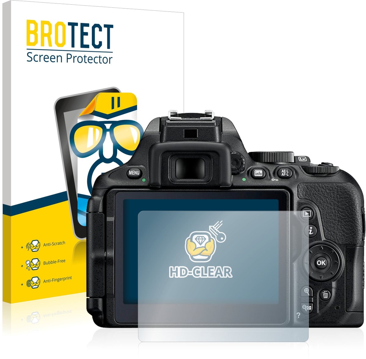 BROTECT - Screenprotector voor Nikon D5600 - Folie Beschermfolie transparant 2 Stuks