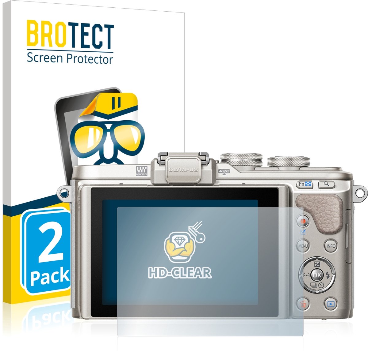 BROTECT - Screenprotector voor Olympus PEN E-PL8 - Folie Beschermfolie transparant 2 Stuks