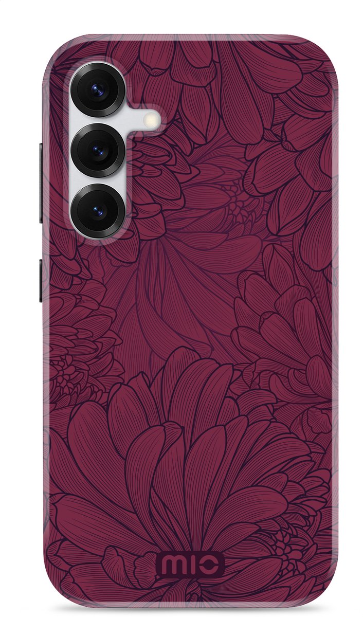 Mio by Mobilize Hoesje geschikt voor Samsung Galaxy S26 MagSafe Telefoonhoesje Hardcase | Mio by Mobilize Backcover | Geschikt voor MagSafe | Geschikt voor Draadloos Opladen met Magnetische Ring | Geschikt voor MagSafe Case - Berry Blooms | Rood