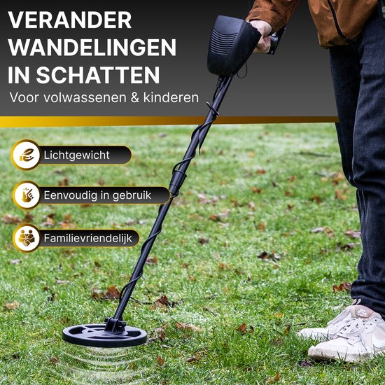Vosoi Metaaldetector voor Kinderen en Volwassenen - Verstelbare Hoogte - Waterdichte Zoekspoel - Incl. Koptelefoon en Schep