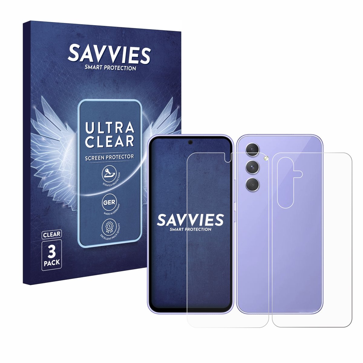 Savvies - Screenprotector voor Samsung Galaxy A54 5G (Voor+Achter) - Folie Beschermfolie transparant 6 Stuks