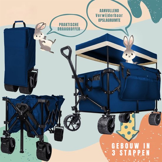 Zyrex® Bolderkap Opvouwbaar Luchtbanden - Bolderkar - Bolderkar Opvouwbaar - 150 kg - Blauw - 90cm x 50cm x 100cm van Merkloos — afbeelding 5