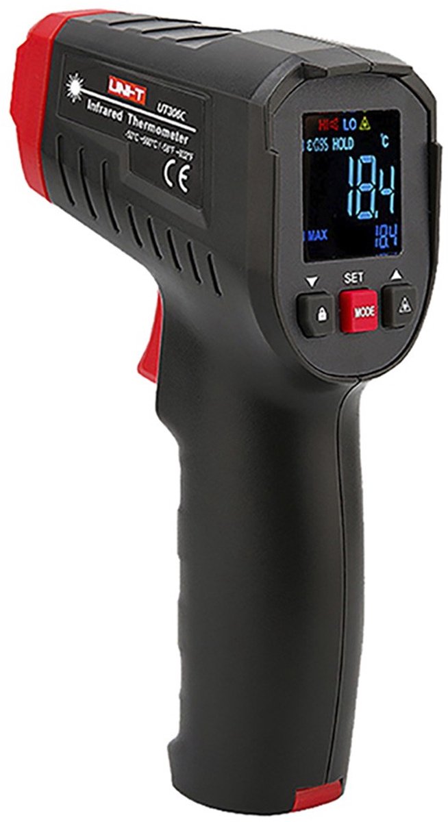 Infrarood Thermometer Digitaal UNI-T UT306C – Contactloos –50 tot +500°C – Ringlaser – Professioneel Meetinstrument