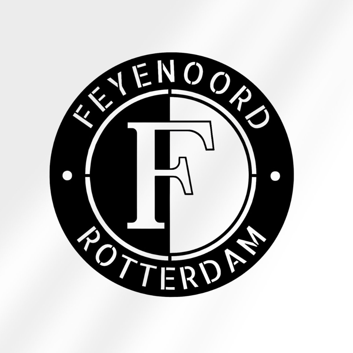 Metalen Wanddecoratie Feyenoord – Ø60 cm – Zwart Staal – Voetbal Wall Art