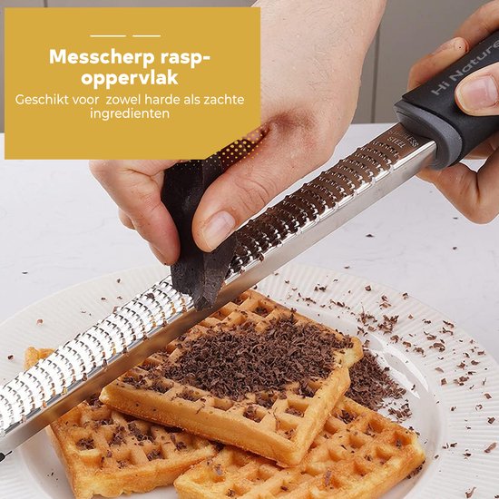 HI NATURE™ Premium Rasp zester - Handrasp lang- Citroenrasp - Kaasrasp - Gemberrasp - Knoflookrasp | Roestvrij staal Zwart