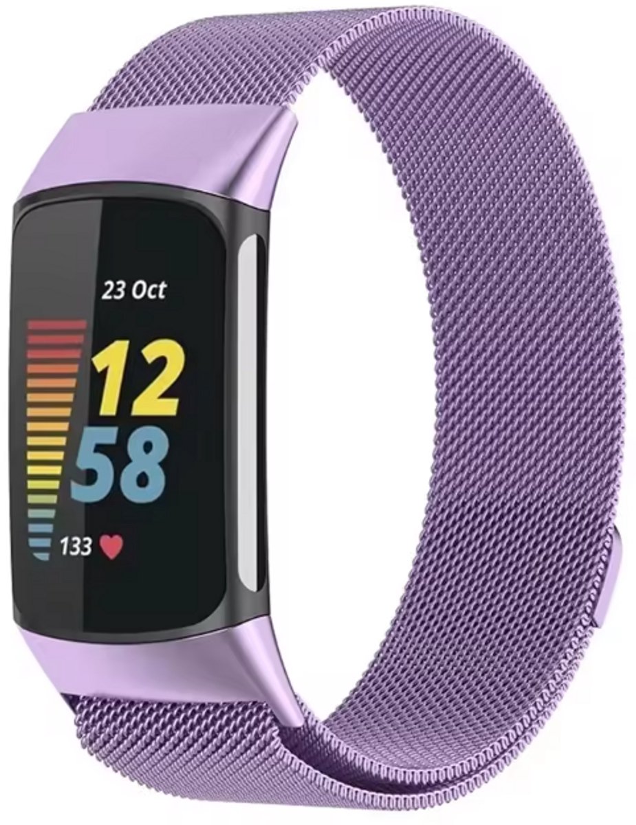 New Age Devi - Elegant Milanees bandje - geschikt voor Fitbit Inspire 3 - lila