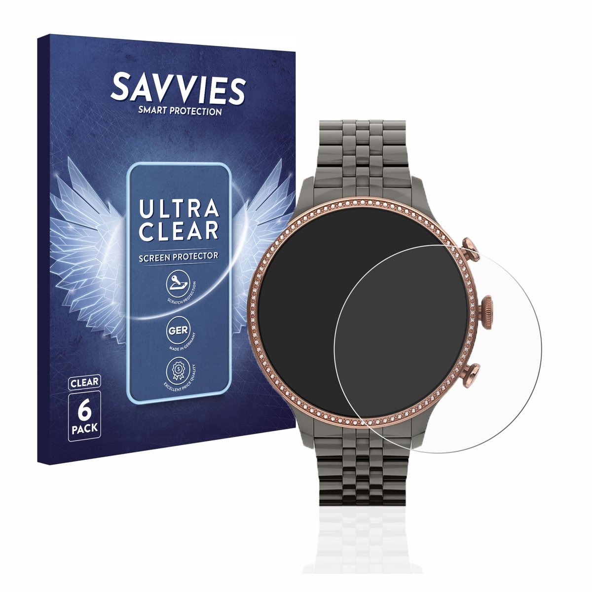 Savvies - Screenprotector voor Fossil Gen 6 (42mm) - Folie Beschermfolie transparant 6 Stuks