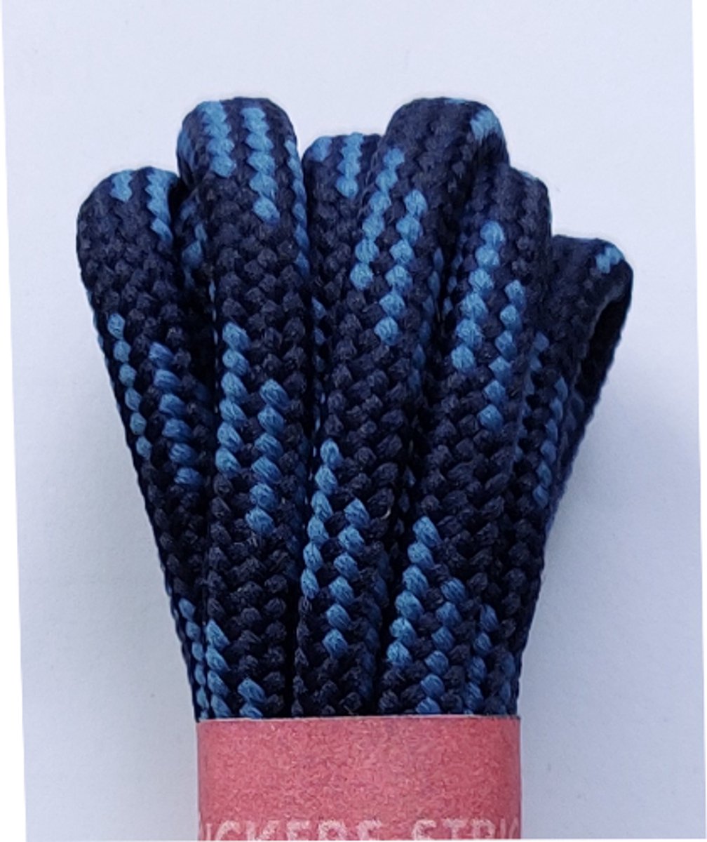 Strickers Veter - Donkerblauw/Blauw - Meerkleurig - Extra Dik Rond - Lengte 90 cm - Dikte 5 mm - Bergschoen - Wandelschoen - Schoenveter