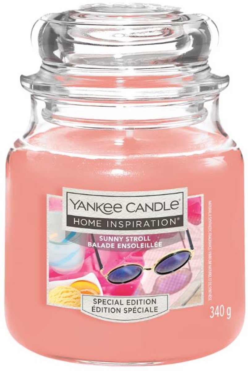 Yankee Candle Home Inspiration - Sunny Stroll Medium Jar - tot 75 branduren Roze