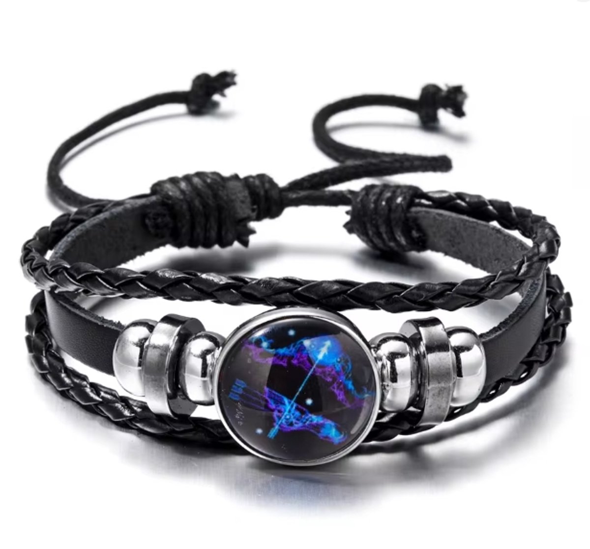 Actie4you® - Sterrenbeeld Armband - Verstelbare armband - Hanger sterrenbeeld - Gevlochten armband - Horoscoop – Glow in Dark - Boogschutter
