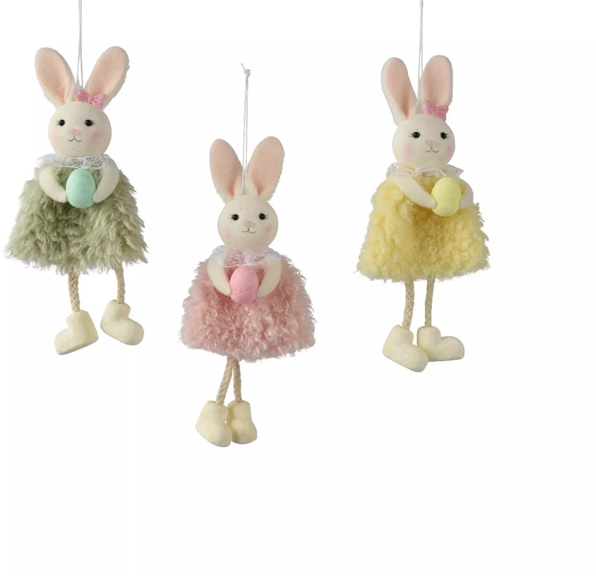 Decoris Hangdecoratie konijn polyester | pastel assorti