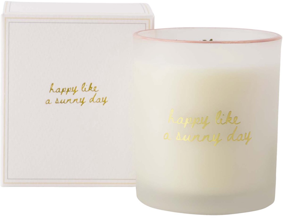 Zusss Geurkaars Glas In Doosje Happy Like A Sunny Day - Off White - Ø8x9cm