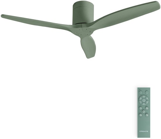 Stille 40W plafondventilator met technisch ABS bladen, IP44, zomer-/winterfunctie, timer, afstandsbediening, Ø132 cm