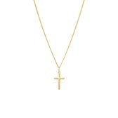 Lucardi Dames Zilveren goldplated ketting met hanger kruis - Ketting - 925 Zilver - Goudkleurig - 48 cm