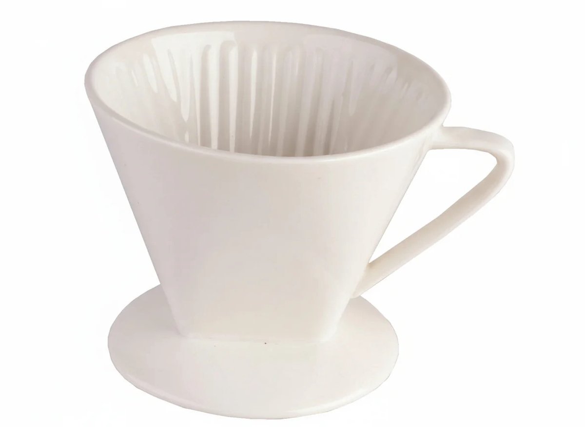 Cookinglife Koffiefilterhouder Barista - Filterdispenser Maat 4 - Coffee Filter Holder - Porselein Wit - Elegant En Functioneel