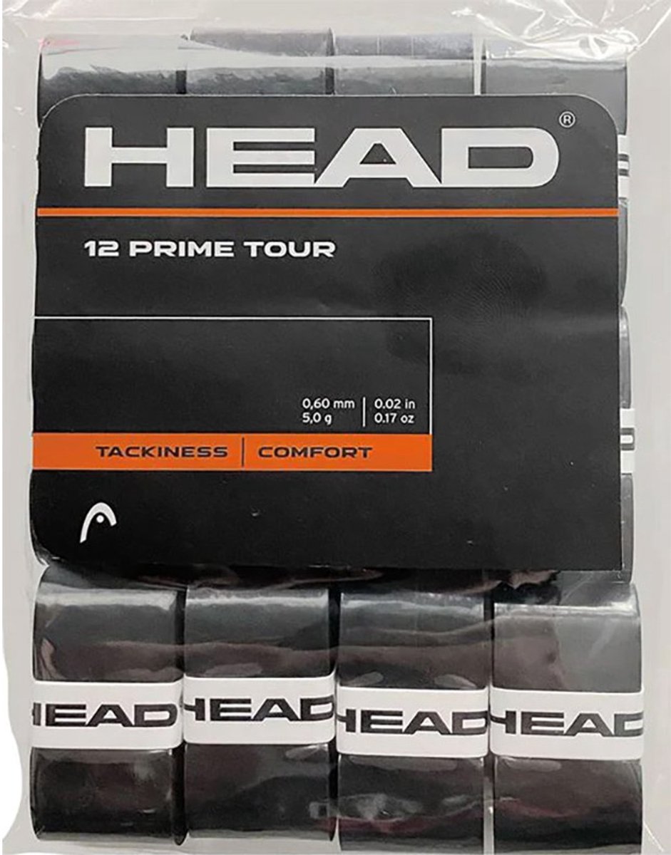 Head Prime Tour Overgrip Tackiness Comfort – 12 stuks Zwart