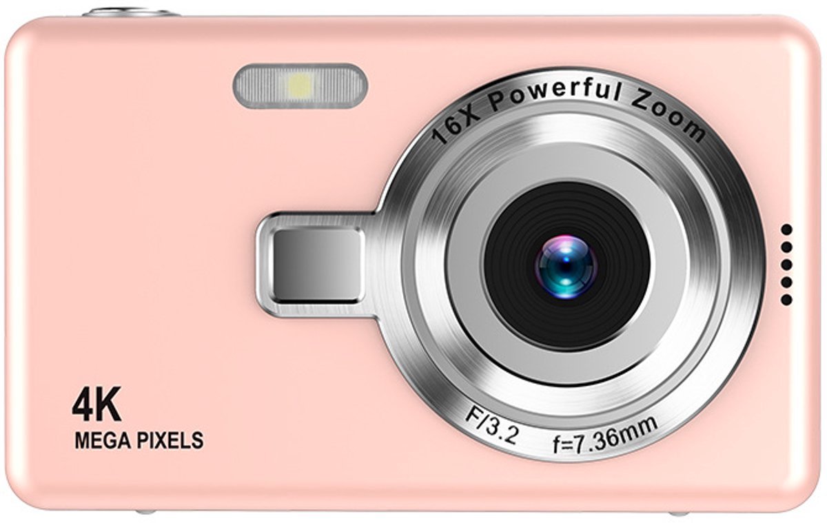 4K Ultra HD CCD digitale camera met 32GB TF-kaart - mini compacte point-and-shoot camera voor beginners, studenten, thuisfotografie en reizen (roze)