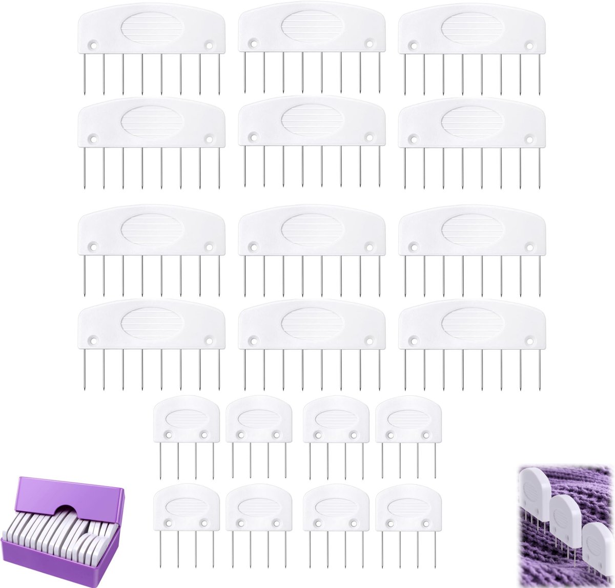 Set van 20 stuks - Set brei- en stylingspelden - Set voor het fixeren van gebreide truien - Kam voor het stylen van gebreide sjaals - Stylingnaalden - Gereedschap voor het naaien van kant - Stylingtools voor brei-, haak-, kant- of borduurprojecten