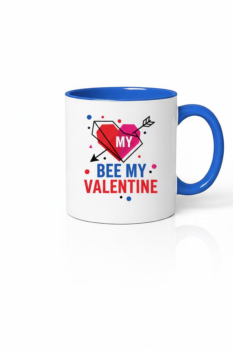 Valentijn Mok 'Bee My Valentine' met Hart en Pijl Design - Uniek Romantisch Cadeau