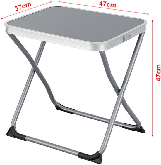 2-in-1 Camping Kruk & Tafel - Opvouwbaar - Metalen Frame - 47x47x37 cm - Grijs - Compact voor Outdoor — afbeelding 3