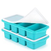 Bangosa - Conteneurs de congélation avec couvercle - Conteneur de préparation de repas - Conteneur de conservation fraîche - Plateau de congélation en silicone avec couvercle - Boîtes de conservation pour congélateur - 4 compartiments - 2 pièces