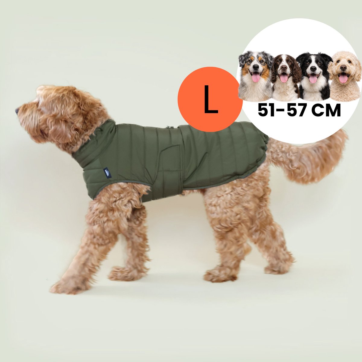 Furry Original® Honden Jas Waterdicht - Puffy Winter & Regenjas - L 51-57 cm - Verstelbare Winterjas met Rits voor Tuig - Lichte Hondenjasjes voor Medium & Grote Hond - Snel aan/uit - Kleding