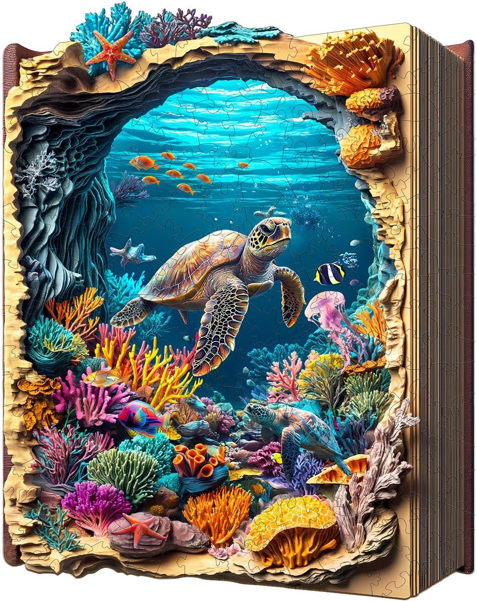 Houten Puzzel Volwassenen Zee Schildpadden - 275 Stuks met Unieke Vormen - Geschenkdoos